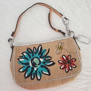 Coach bumblebee purse shoulder handbag natural burlap limited edition